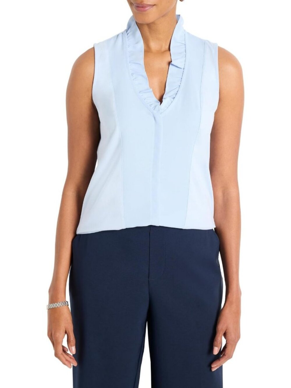 Petite Ruffled Tank Top - Flowy, Stylish Sleeveless Blouse for Summer Outfits